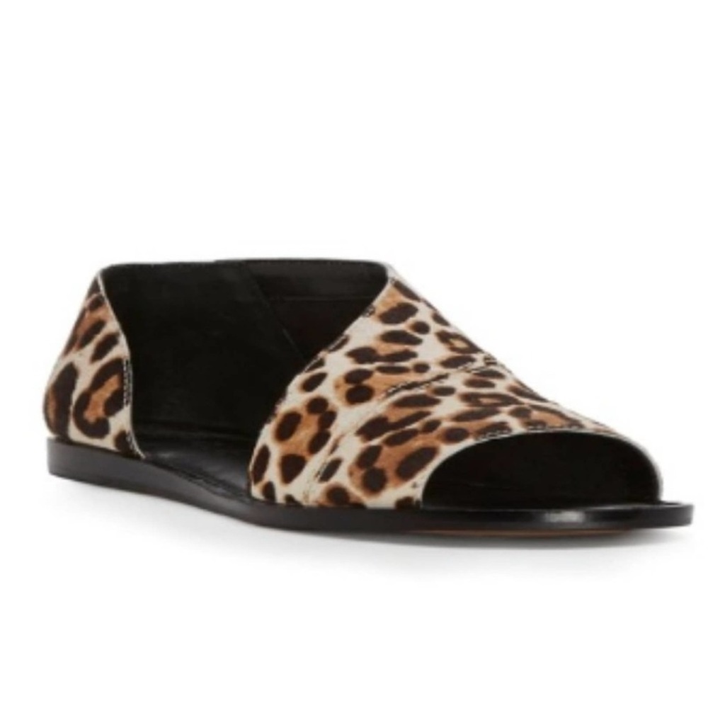 1.State Celvin Sandal Pony Hair Leppard Open Toe Slip Ons Flat Sandals 8.5
